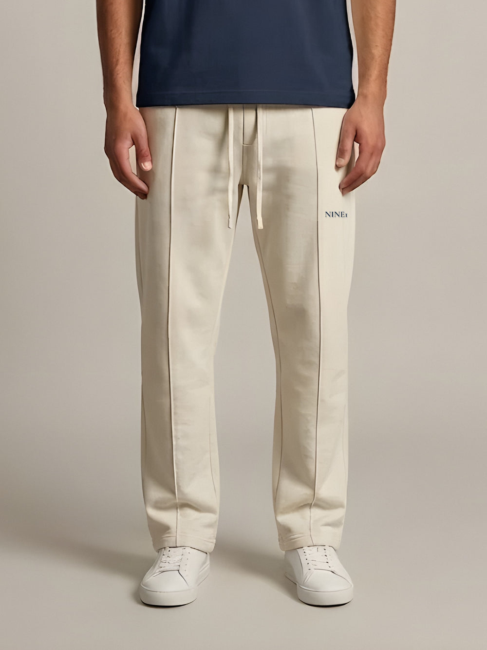 NINE1 Crest Open-Hem Jogger in Off White (N1J01)