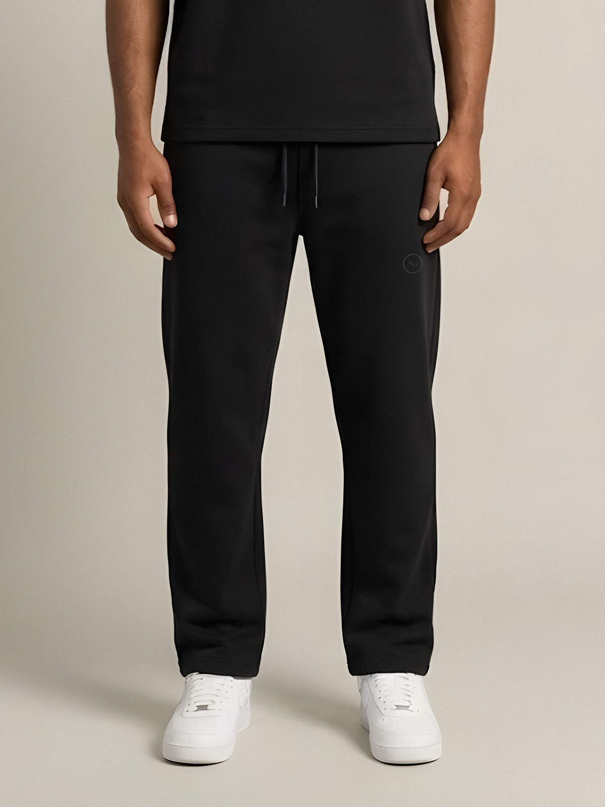 NINE1 Monogram Open-Hem Jogger in Black (N1J05)