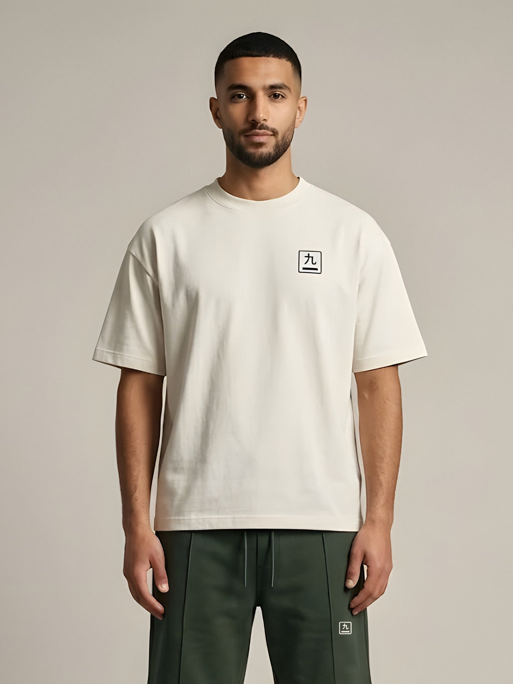 NINE1 Kanji Oversized Tee in Off White (N1T03)