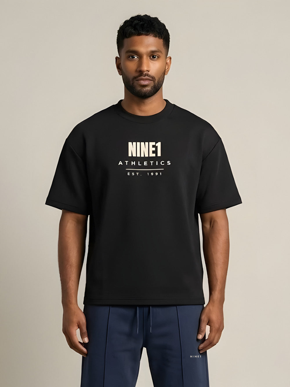 NINE1 Athletics Oversized Tee in Black (N1T11)