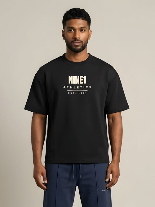 NINE1 Athletics Oversized Tee in Black (N1T11)