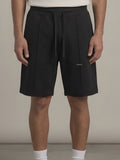 Column Shorts in Black, N1S22, NINE1 micro wordmark at the leg