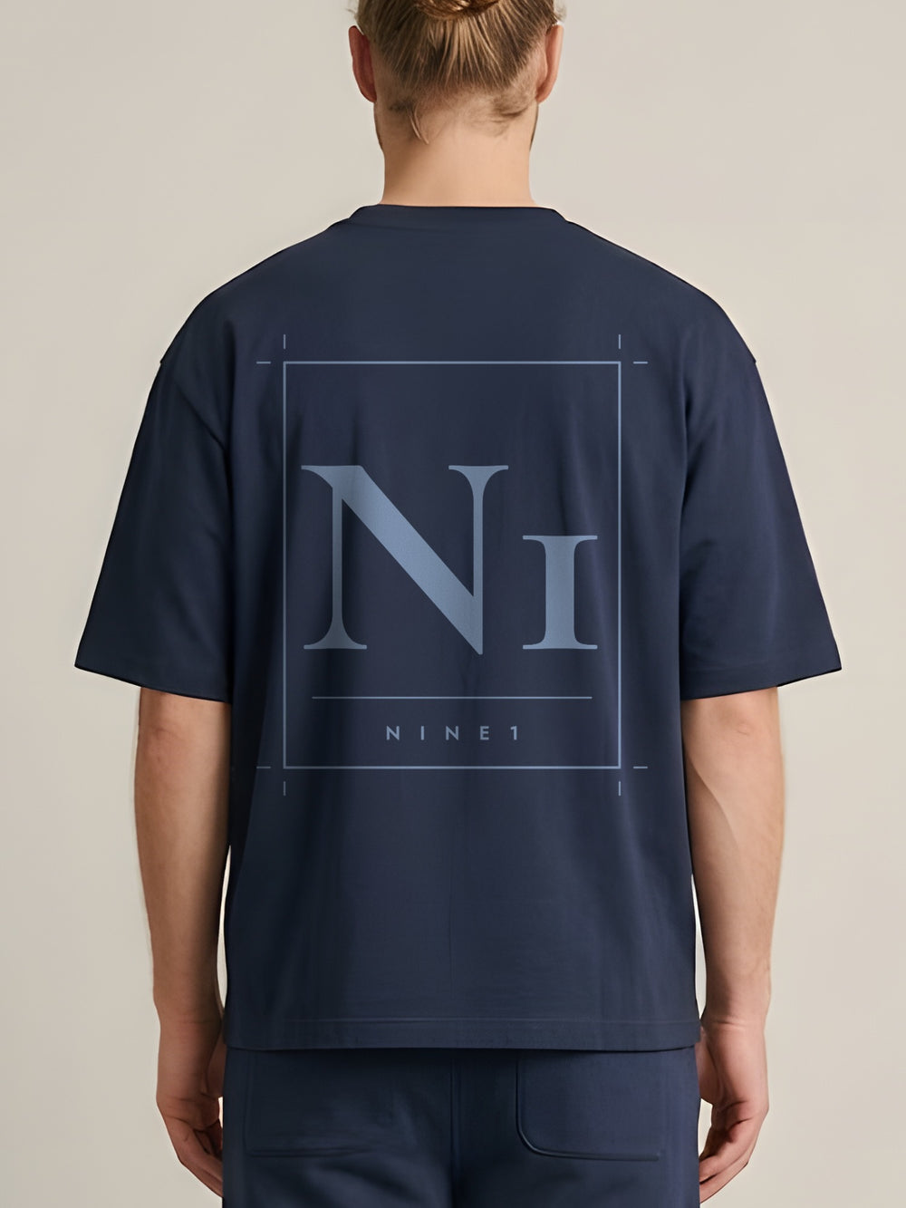 NINE1 Grid oversized tee, back